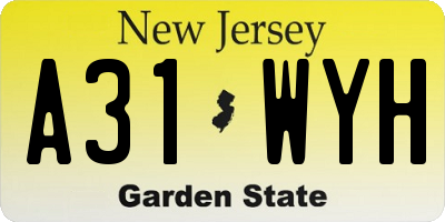 NJ license plate A31WYH