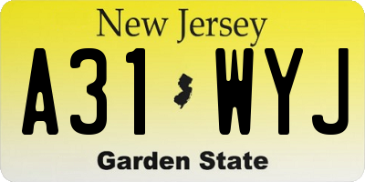 NJ license plate A31WYJ
