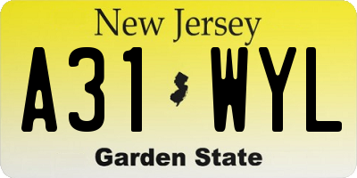 NJ license plate A31WYL
