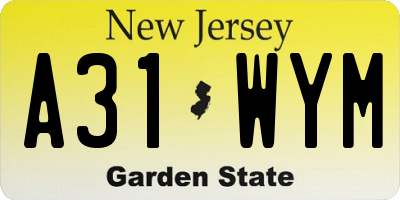 NJ license plate A31WYM
