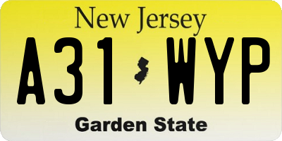 NJ license plate A31WYP