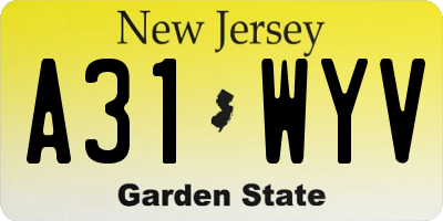 NJ license plate A31WYV
