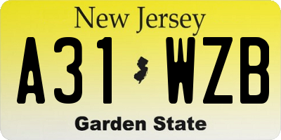 NJ license plate A31WZB