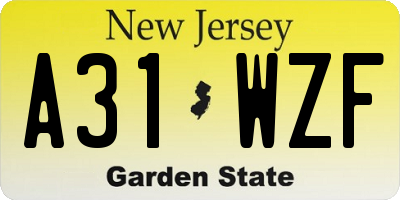NJ license plate A31WZF