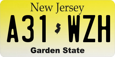 NJ license plate A31WZH