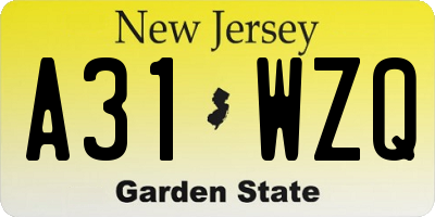 NJ license plate A31WZQ
