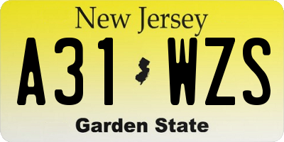 NJ license plate A31WZS