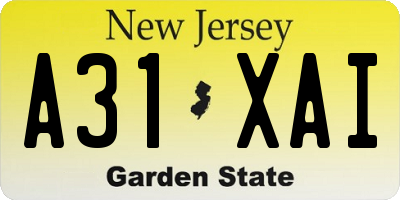 NJ license plate A31XAI