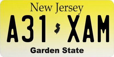 NJ license plate A31XAM