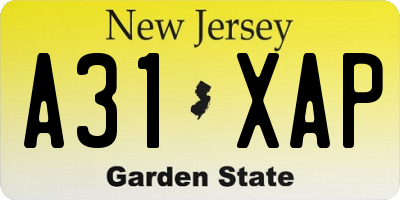 NJ license plate A31XAP