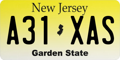 NJ license plate A31XAS