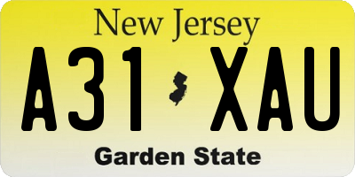 NJ license plate A31XAU