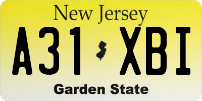 NJ license plate A31XBI