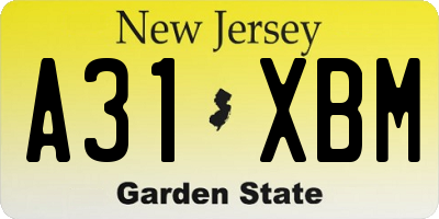 NJ license plate A31XBM