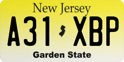 NJ license plate A31XBP