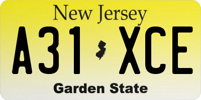 NJ license plate A31XCE