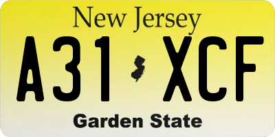 NJ license plate A31XCF
