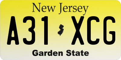 NJ license plate A31XCG