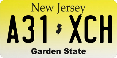 NJ license plate A31XCH