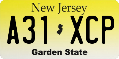 NJ license plate A31XCP