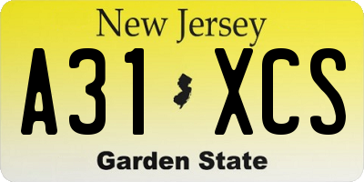 NJ license plate A31XCS