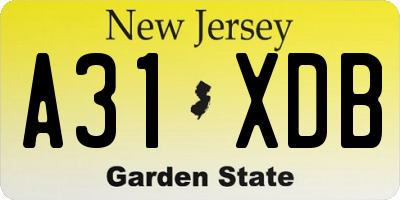 NJ license plate A31XDB