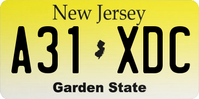 NJ license plate A31XDC