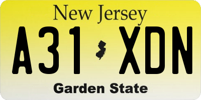 NJ license plate A31XDN