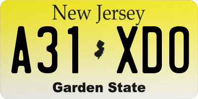 NJ license plate A31XDO