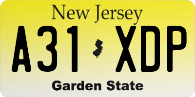 NJ license plate A31XDP