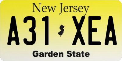 NJ license plate A31XEA