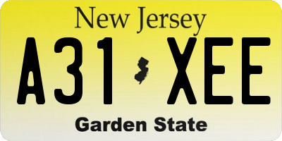NJ license plate A31XEE