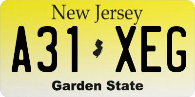 NJ license plate A31XEG