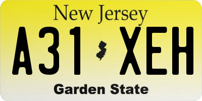NJ license plate A31XEH