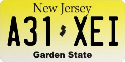 NJ license plate A31XEI