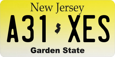 NJ license plate A31XES