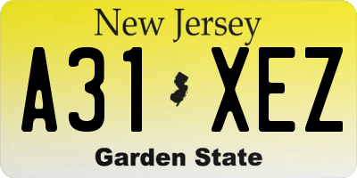 NJ license plate A31XEZ