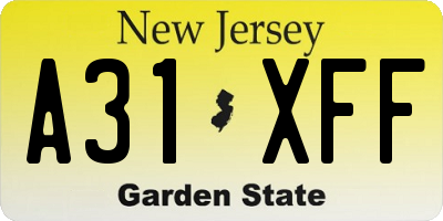 NJ license plate A31XFF