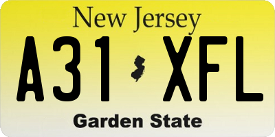 NJ license plate A31XFL