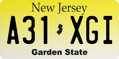 NJ license plate A31XGI
