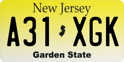 NJ license plate A31XGK