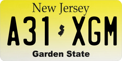 NJ license plate A31XGM