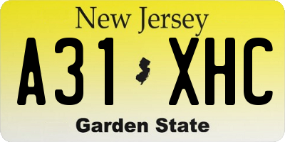 NJ license plate A31XHC
