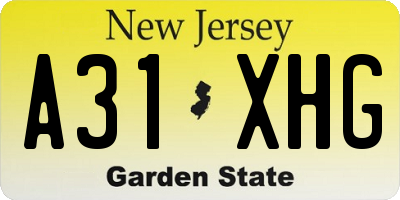 NJ license plate A31XHG
