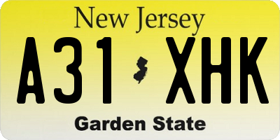 NJ license plate A31XHK