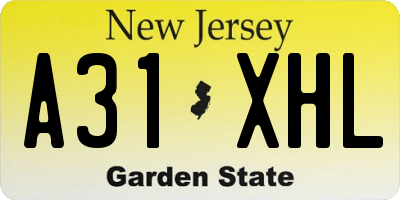 NJ license plate A31XHL