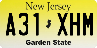 NJ license plate A31XHM