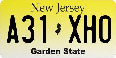 NJ license plate A31XHO