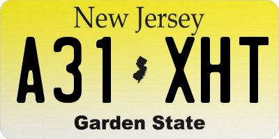 NJ license plate A31XHT