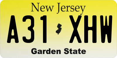 NJ license plate A31XHW